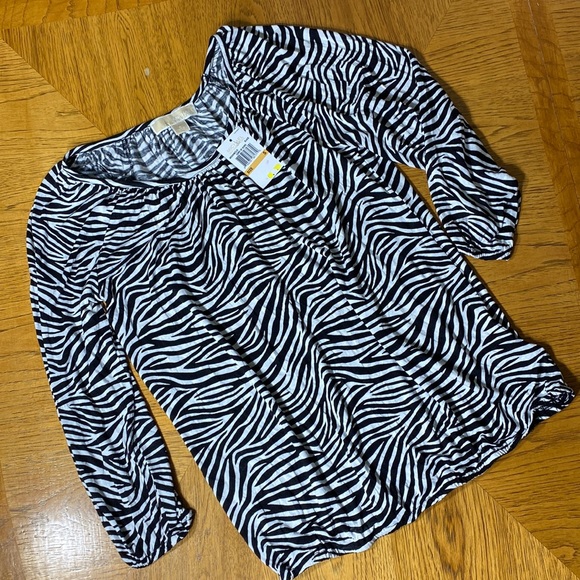 NWT MICHAEL KORS Zebra Print Blouse - Picture 2 of 11